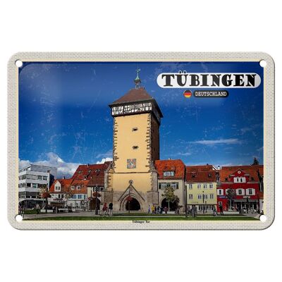 Targa in metallo Città Tübingen Tübingen Gate Center Decorazione 18x12 cm