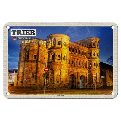 Cartel de chapa con decoración del casco antiguo de Trier Porta Nigra, cartel de 18x12cm