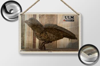 Panneau en étain pour villes, Ulm Ulmer, Sculpture de moineau, décoration, 18x12cm 2