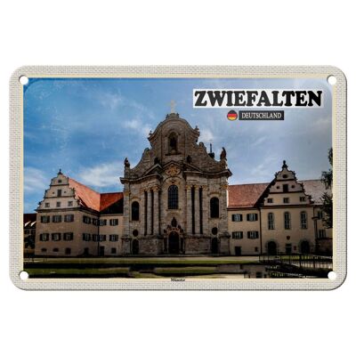 Letrero de chapa Cities Zwiefalten Münster, decoración de edificios, letrero de 18x12cm