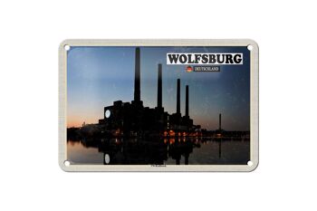 Panneau en étain villes Wolfsburg VW centrale électrique rivière 18x12cm 1
