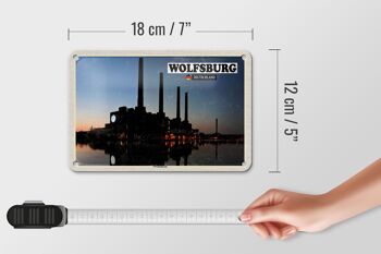 Panneau en étain villes Wolfsburg VW centrale électrique rivière 18x12cm 5