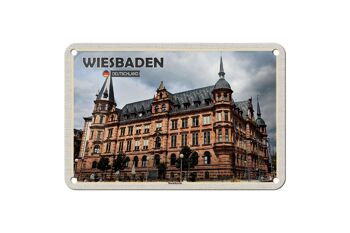 Panneau en étain pour villes, Wiesbaden, marché, église, moyen âge, 18x12cm 1