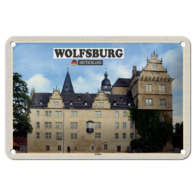 Cartel de chapa con decoración de pintura del castillo de Wolfsburg, cartel de 18x12cm