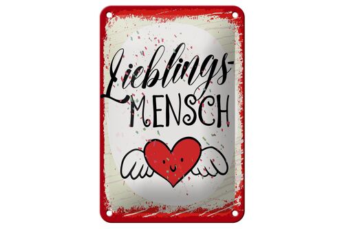 Blechschild Spruch Lieblingsmensch Herz Engel 12x18cm Dekoration