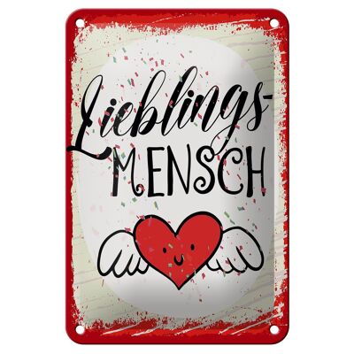 Blechschild Spruch Lieblingsmensch Herz Engel 12x18cm Dekoration