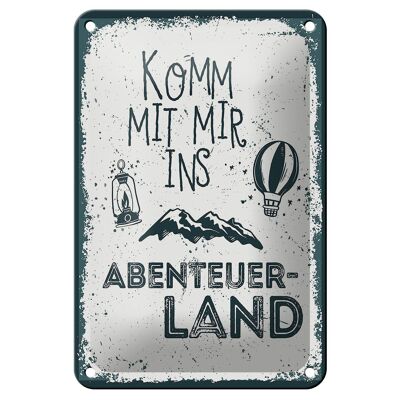 Cartel de chapa que dice Ven conmigo a Adventure Land, cartel de 12x18cm