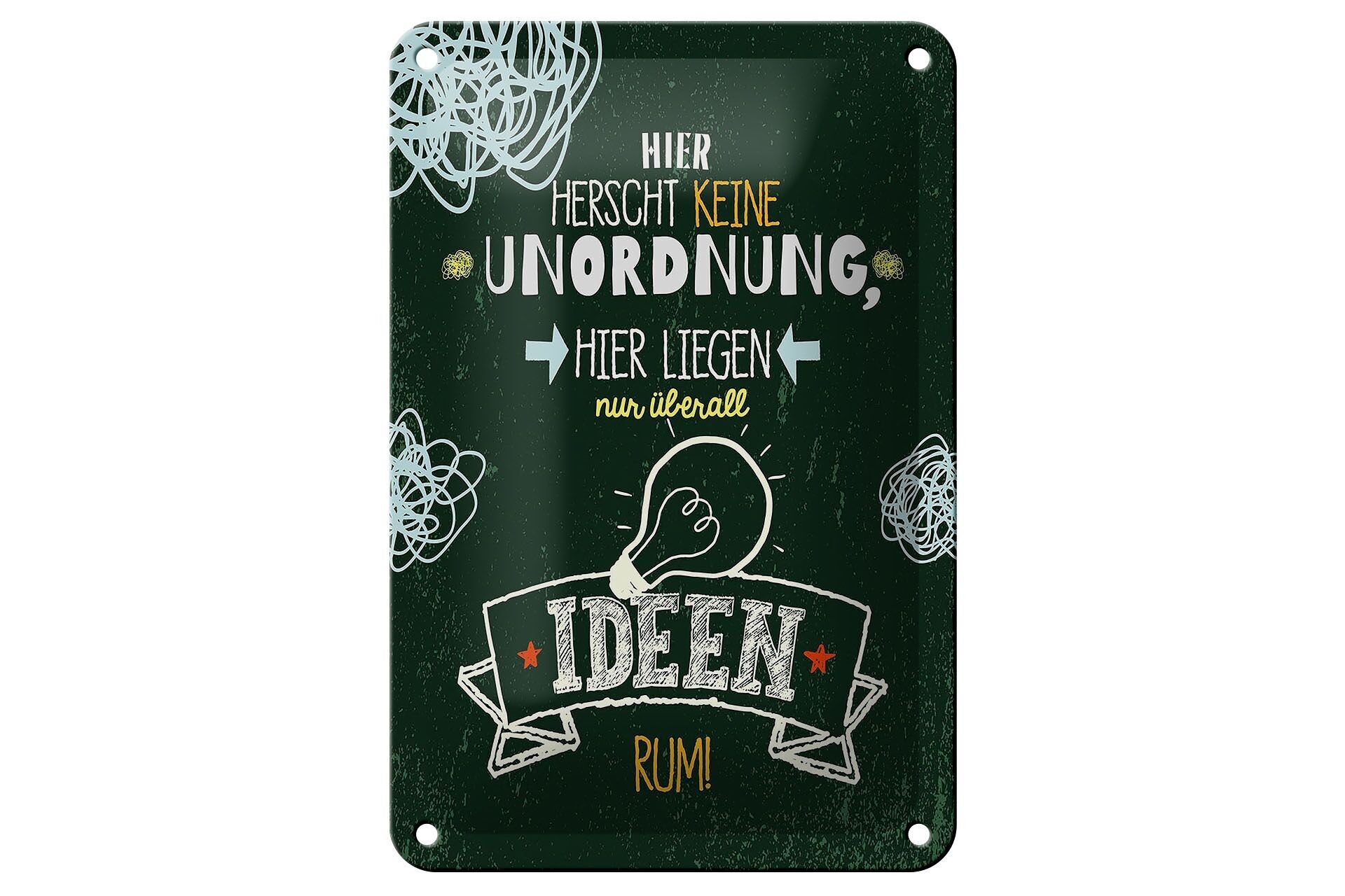 Targa in metallo con scritta "Qui non c'è disordine", verde 12x18 cm