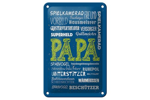 Blechschild Spruch Papa Superheld Vorbild Beschützer 12x18cm Schild