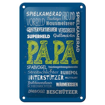 Targa in metallo con scritta "Papà supereroe modello protettore" 12x18 cm