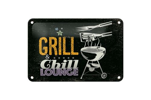 Blechschild Spruch Grill & Chill Lounge 5 Sterne Deko 18x12cm Schild