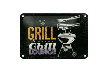 Panneau en étain disant Grill & Chill Lounge 5 étoiles, décoration 18x12cm 1
