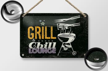 Panneau en étain disant Grill & Chill Lounge 5 étoiles, décoration 18x12cm 2