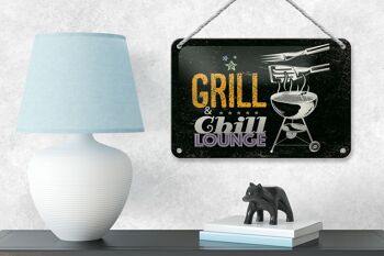 Panneau en étain disant Grill & Chill Lounge 5 étoiles, décoration 18x12cm 4