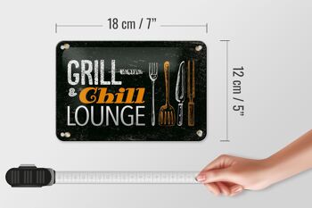 Panneau en étain disant Grill & Chill Lounge Grilling Décoration 18x12cm 5