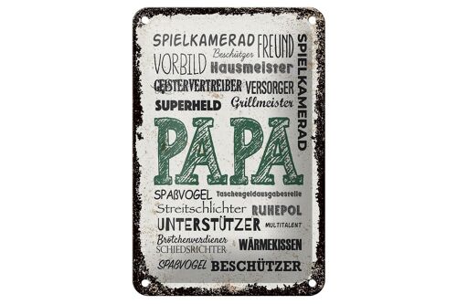 Blechschild Spruch Papa Spielkamerad Beschützer Freund 12x18cm Schild