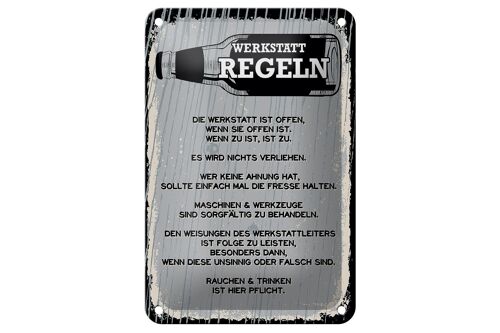 Blechschild Spruch Werkstatt Regeln Maschinen Deko 12x18cm Schild