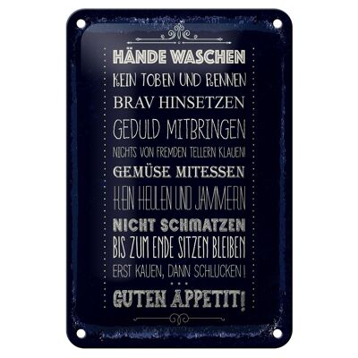 Blechschild Spruch Hände waschen kein toben 12x18cm Dekoration