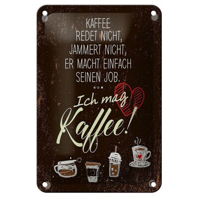 Targa in metallo con scritta "Mi piace il caffè" a forma di cuore, 12x18 cm, decorazione regalo