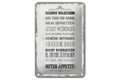 Blechschild Spruch Hände waschen kein toben rennen 12x18cm Schild