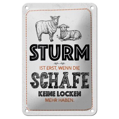 Cartel de chapa que dice "tormenta divertida cuando las ovejas se enrollan" cartel de 12x18cm
