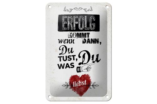 Blechschild Spruch Erfolg dann du tust was du liebst 12x18cm Schild