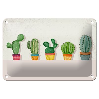 Targa in metallo con scritta 5 cactus vaso da fiori cactus 18x12 cm decorazione