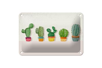 Plaque en tôle disant 5 cactus pot de fleur cactus 18x12cm décoration 1