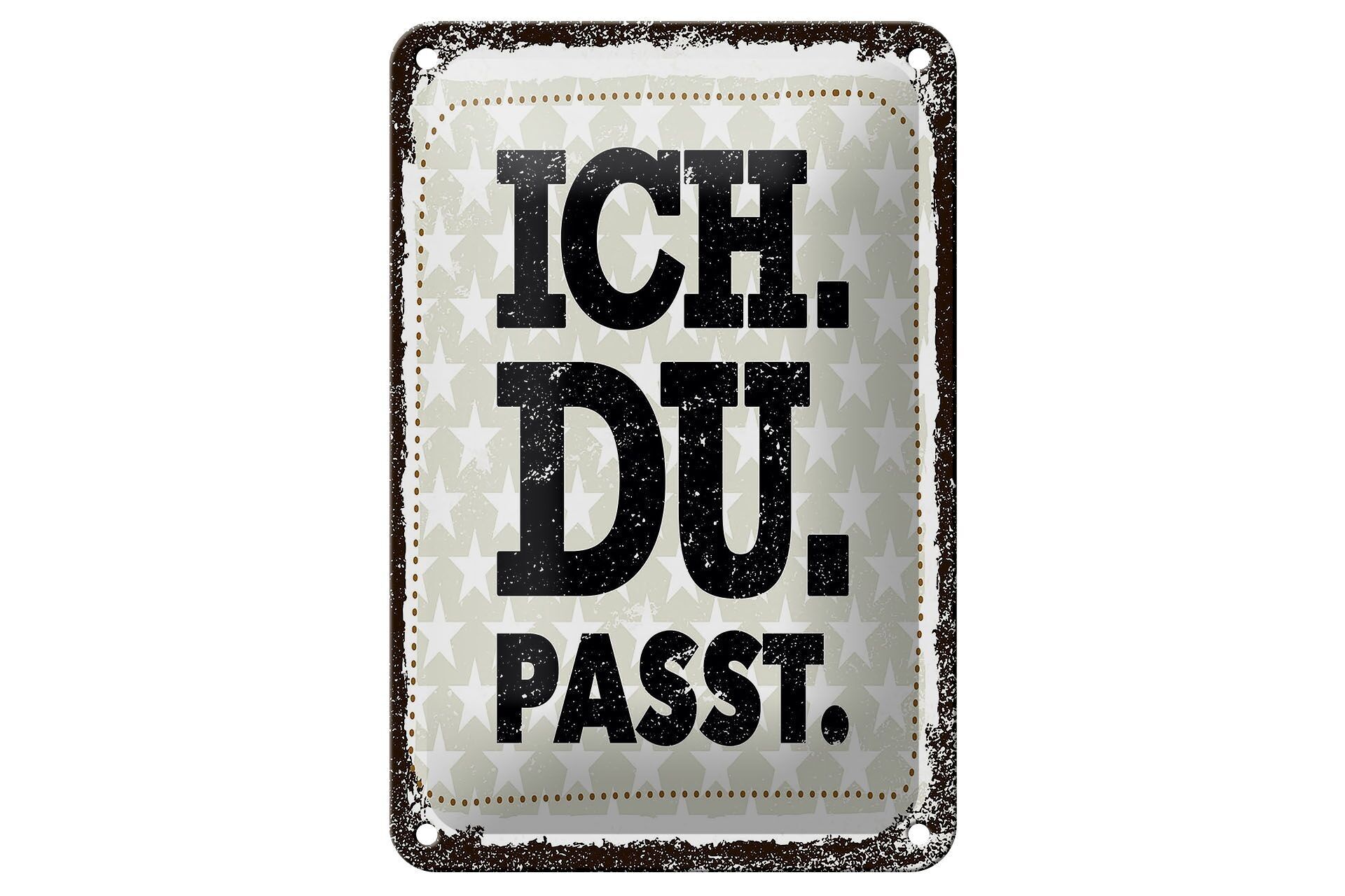 Targa in metallo con scritta Ich Du Passt 12x18 cm decorazione regalo