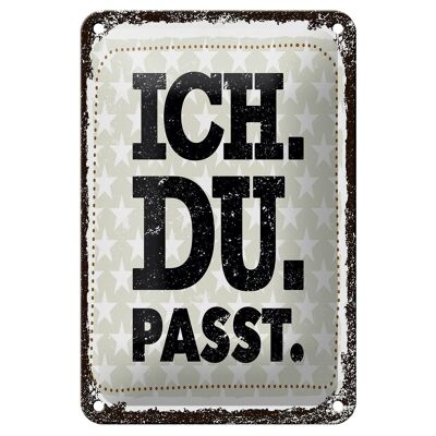Targa in metallo con scritta Ich Du Passt 12x18 cm decorazione regalo