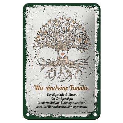 Targa in metallo con scritta "Siamo una famiglia, tutto insieme", 12x18 cm
