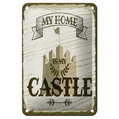 Targa in metallo con scritta "La mia casa è il mio castello" decorazione 12x18 cm