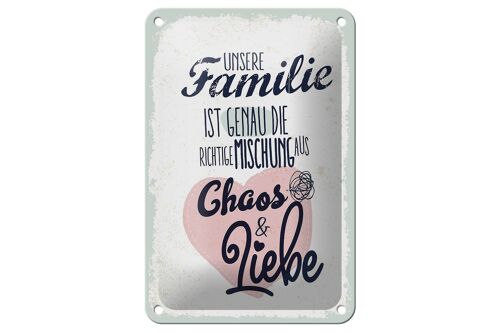 Blechschild Spruch Unsere Familie Chaos Liebe Herz 12x18cm Schild