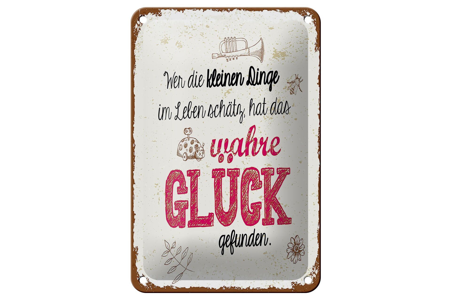 Targa in metallo con scritta "Chi apprezza le piccole cose è fortunato", 12x18 cm