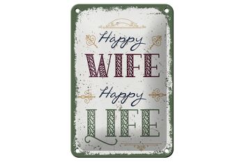 Panneau en étain disant Happy Wife Happy Life, 12x18cm, décoration cadeau 1