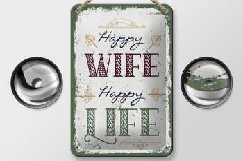 Panneau en étain disant Happy Wife Happy Life, 12x18cm, décoration cadeau 2