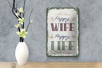 Panneau en étain disant Happy Wife Happy Life, 12x18cm, décoration cadeau 4