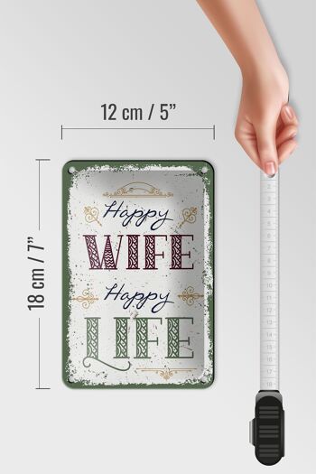 Panneau en étain disant Happy Wife Happy Life, 12x18cm, décoration cadeau 5