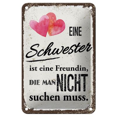 Tin sign saying sister is a friend heart 12x18cm sign
