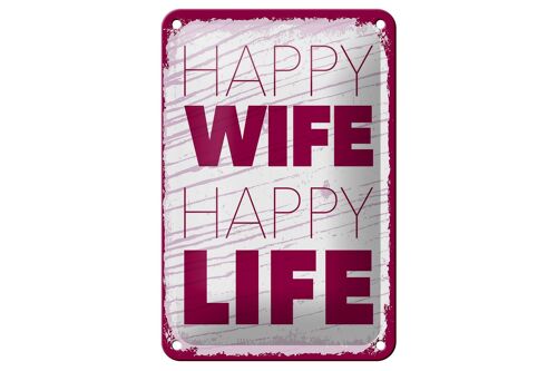 Blechschild Spruch Frau Happy wife happy Life 12x18cm Dekoration