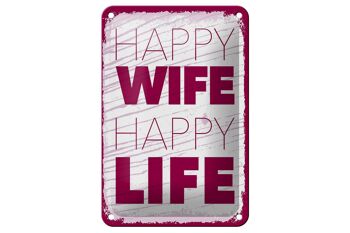 Panneau en étain disant Mrs Happy Wife Happy Life, décoration 12x18cm 1