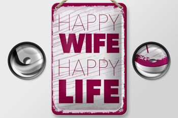 Panneau en étain disant Mrs Happy Wife Happy Life, décoration 12x18cm 2