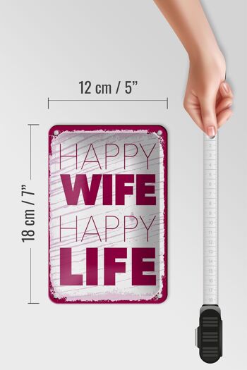 Panneau en étain disant Mrs Happy Wife Happy Life, décoration 12x18cm 5