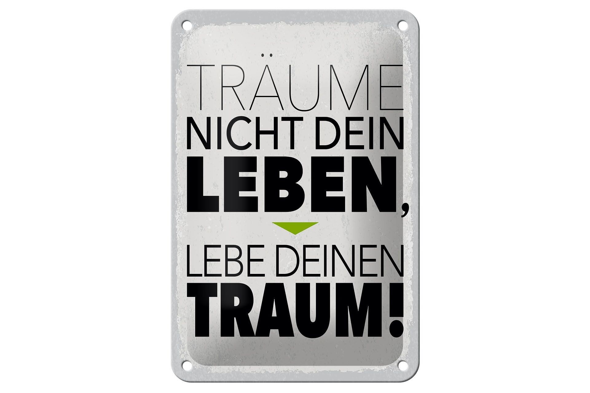 Panneau en étain disant "Vivez votre rêve", 12x18cm, signe cadeau