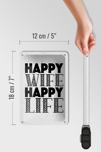 Signe en étain disant femme heureuse femme vie heureuse 12x18cm signe cadeau 5