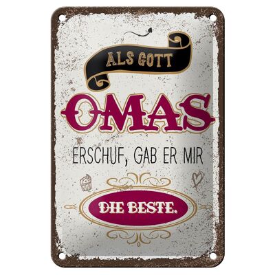 Blechschild Spruch Gott gab mir die beste Oma 12x18cm Dekoration