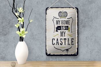 Panneau en étain disant My home is my Castle 12x18cm, décoration de maison 4