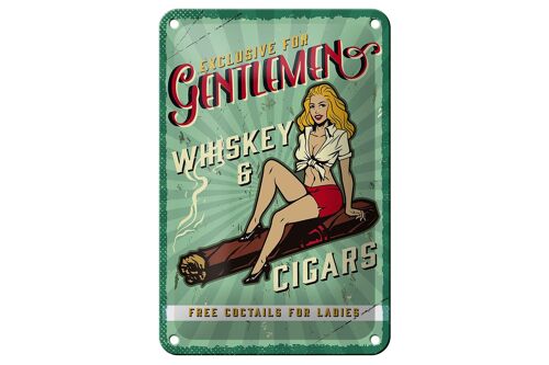 Blechschild Spruch Pinup Exlusive Gentleman Whiskey 12x18cm Schild