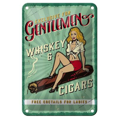 Panneau en étain disant Pinup Exclusive Gentleman Whisky, 12x18cm