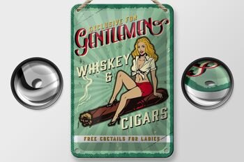Panneau en étain disant Pinup Exclusive Gentleman Whisky, 12x18cm 2
